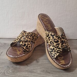 Sam Edelman Leopard Print Wedge Sandals 9.5
